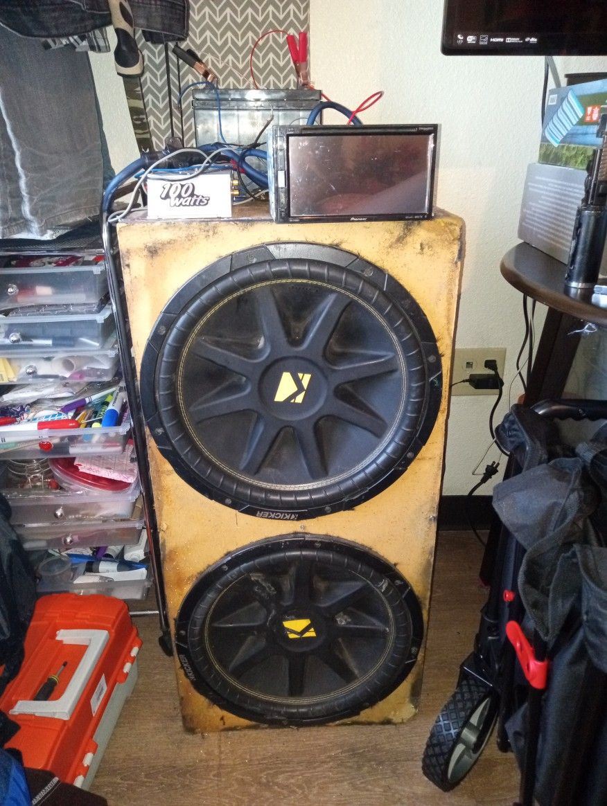 Kicker 15 in Subwoofers 2 Of Them in a Box and a 100 Watt Amp and a pioneer Car Stereo