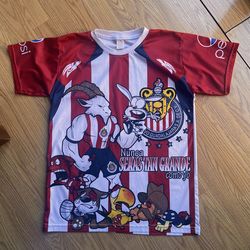 Vintage Las Chivas De Guadalajara Graphic Print Soccer Jersey Hecho en Mexico v
