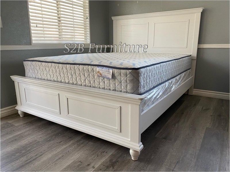 Ck White Alina Bed With Ortho Mattress Included!!