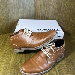 SONOMA / Dress Casual Business COMFORTABLE Brown Leather BOOTS Stylish Shoes / Men’s 12 / Excellent Condition w/ Box!!