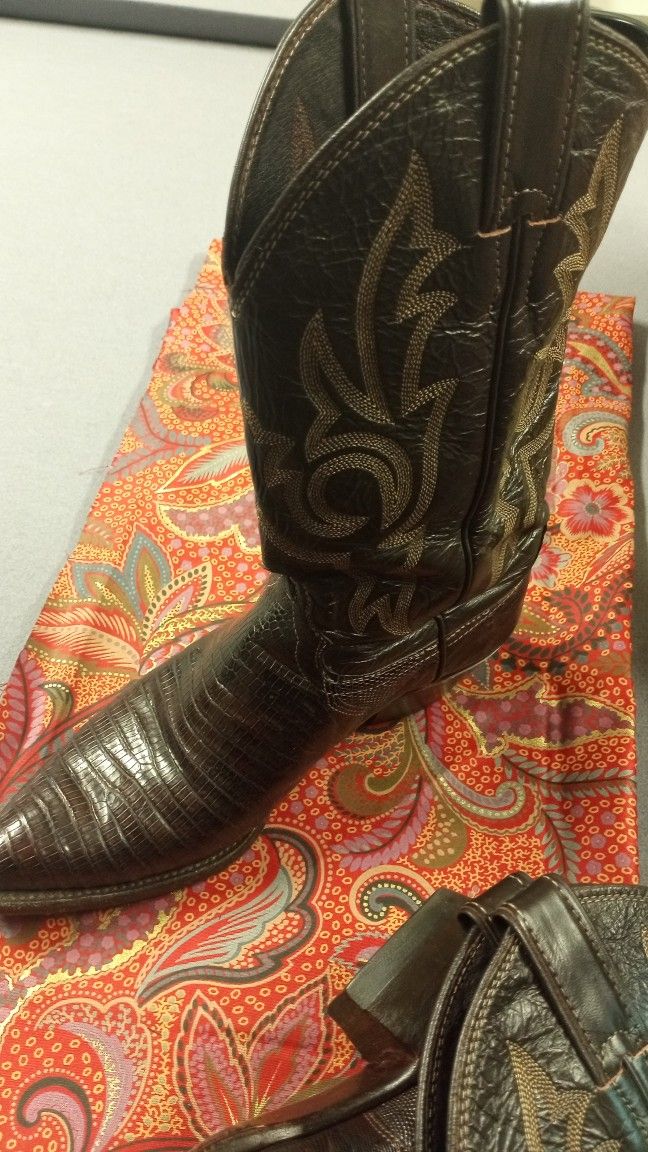 Genuine Brown Lizard Cowboy Boots 8 1/2