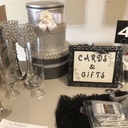 Black White & Silver Bling Gift Card Box And Frame