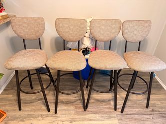 Set of 4 Upholstered Bar Stools