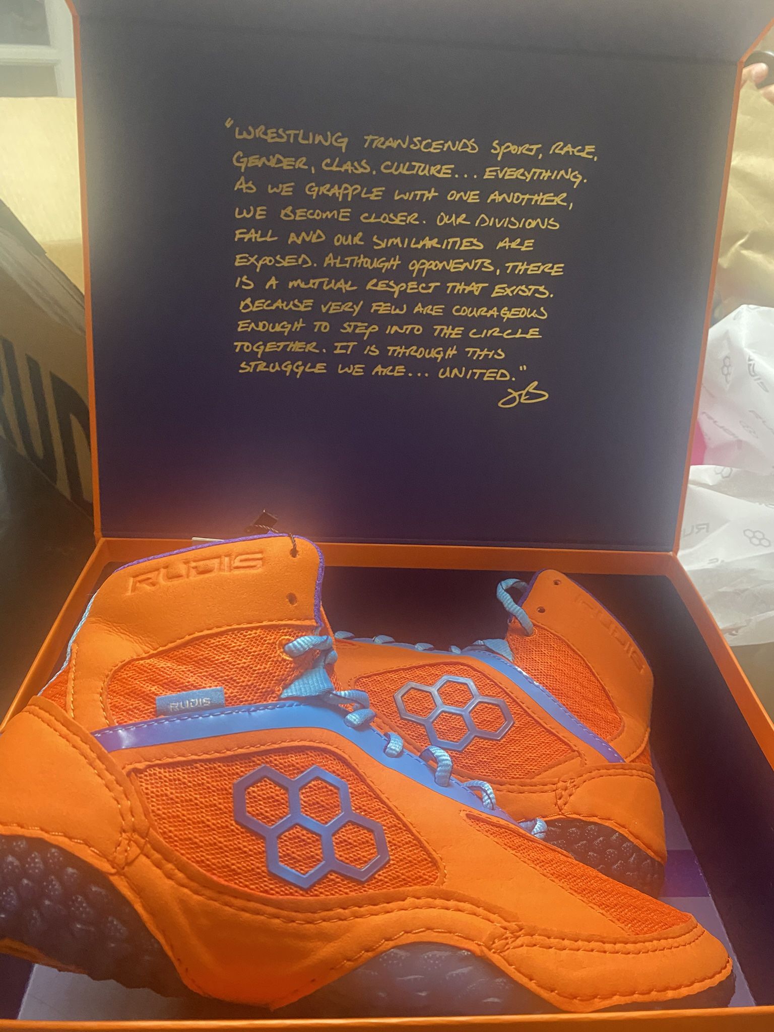 Orange New Jordan Burroughs Wrestling Shoes Rudis JB1 Adult World