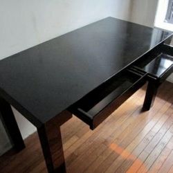 Black High Gloss Parsons Desk West Elm