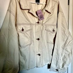 NWT cream denim jacket size 2X