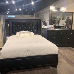Micah Black LED Panel Bedroom Set (Queen and King Bed