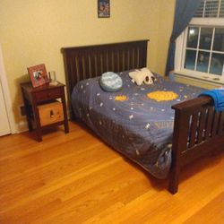 Land Nod (Crate Barrel) Mattress, Desk, Chair, 2 Bookcases, Noghtstand