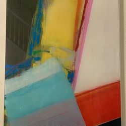 🖼️ Modern Abstract Wall Art – Glass-Laminated Canvas, 47x24 – Statement Piece! (1/2)