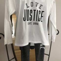 Girls 2pc Justice Activewear Set Size 7 Excellent Condition 