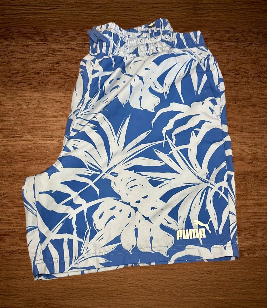 PUMA ESSENTIAL PALM RESORT GRAPHIC WOVEN SWIM SHORTS SIZE XXL