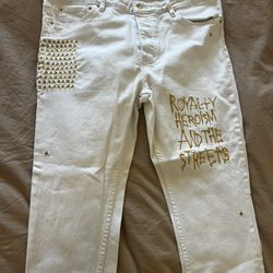 Ksubi White Jeans Gold Embroidery Size 38 Mens