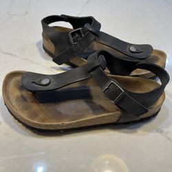 Birkenstock Kairo Black Leather T-Strap Sandal, Size 40 / 9-9.5 Regular Width