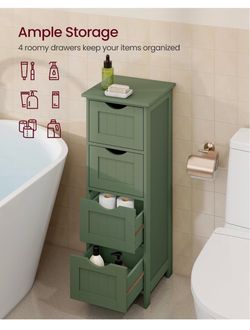 Floor Storage Cabinet, Freestanding Storage Organizer with 4 Drawers, 11.8 x 11.8 x 32.3 Inches, for Living Room, Bathroom, Dining Room, Kitchen, Mode