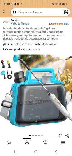 The battery-powered garden sprayer comes with all accessories.