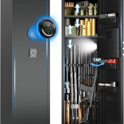 8-10 Gun Safe for Rifles and Pistols with Digital Keypad, Quick Access Gun Cabinet for Rifles & Shotguns, Rifle Safe with Removable Shelves&Alarm Syst