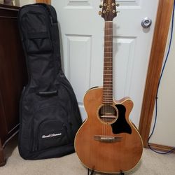 Takamine Natural Acoustic Electric Guitar With Road Runner Carring Case