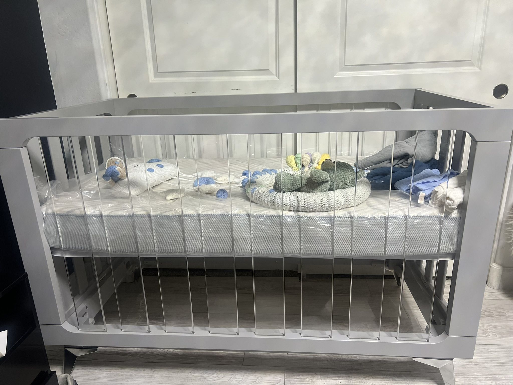 Evolur Acrylic Milliennium 4-in-1 Convertible Crib