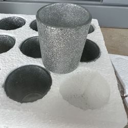 Silver Glitter Votive Candle Holders