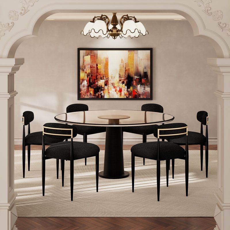 6 Pieces Boucle Armless Dining Chair, Upholstered Accent Chair