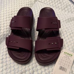 CROCS Brooklyn Buckle Women's Wedges Plush Plum