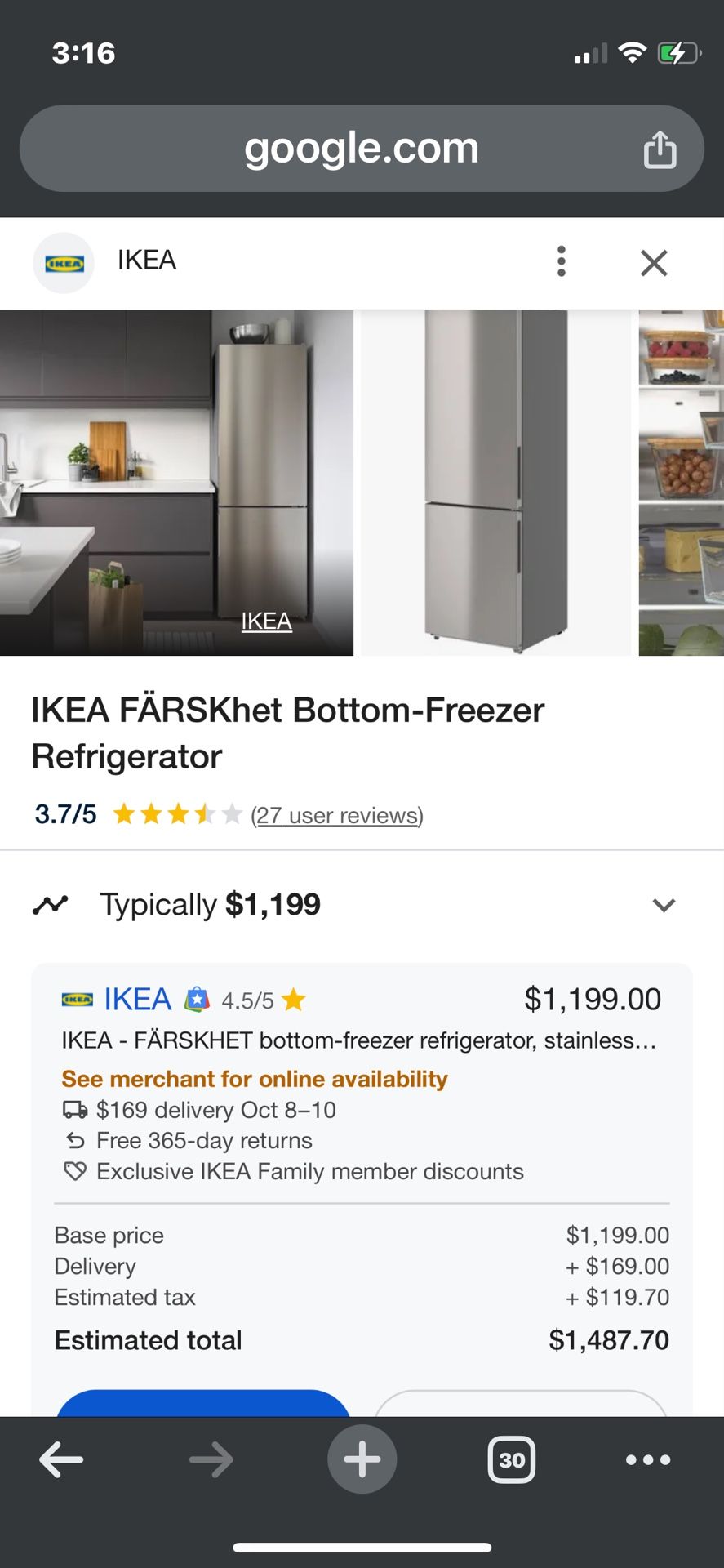Brand New from IKEA A Farskchet Over Under Refrigerator