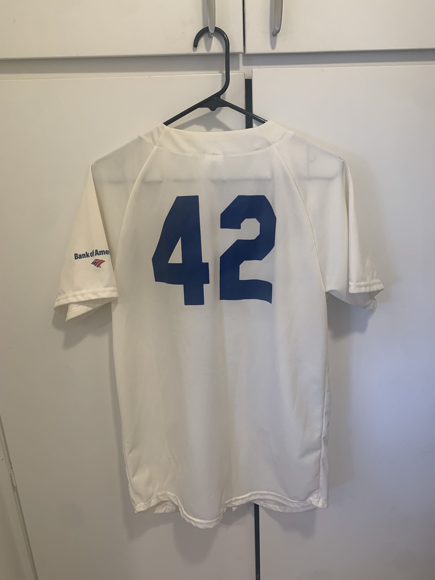 Brooklyn Dodgers Jackie Robinson 42 1955 Bank of America White Jersey