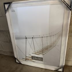 24” x 30” White Distressed Wood Picture Frame – New / Unopened 