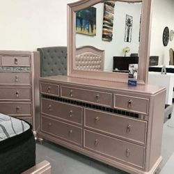 Master Bedroom Set Dresser, Nightstand, Mirror, Bed Frame  ⭐No Needed Credit Check 💛 $39 Down Payment with Financing