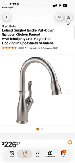 Delta Leland Single-Handle Pull-Down Sprayer Kitchen Faucet w/ShieldSpray and MagnaTite Docking in SpotShield Stainless