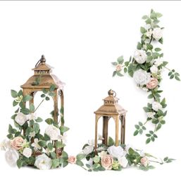 New Ling's moment 7 Pack White Artificial Flowers Garlands 1.8 FT