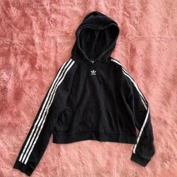 Black Adidas Hoodie cropped Sweatshirt 