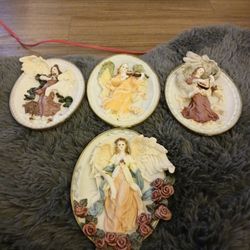 SEVEN PORCELAIN ANGEL WALL ART 