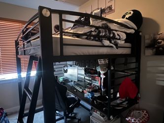 Full size bunk bed over desk