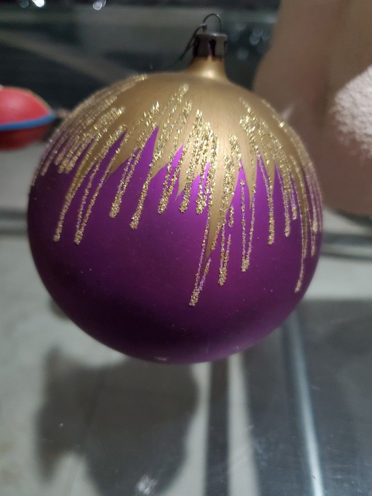 Large Purple Gold Christmas Ornament