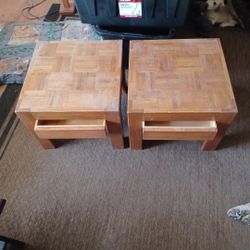 2  SOLID OAK END TABLES 