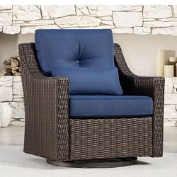 CHITA Patio Wicker Chair, 360° Rocking Swivel Outdoor Rattan Chair with Thickened Cushions for Backyard, Poolside, Garden or Porch 