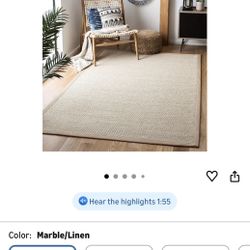 Area Rug 3x5 - Natural Fiber Collection - Marble & Linen Color, Sisal, Woven Design with Border