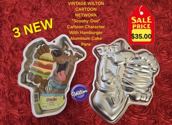 3 VINTAGE WILTON CARTOON NETWORK "Scooby-Doo" Cartoon Character With Hamburger Aluminum Cake  Pan.    $35.00 each pan