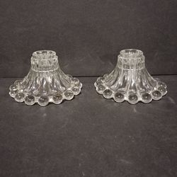 Vintage Pair Glass Candle Holders