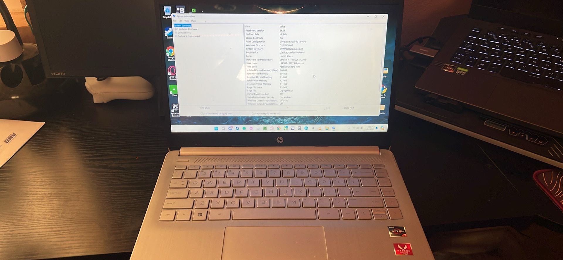 HP Laptop 14-dk0xxx AMD Ryzen 7, 8gb RAM, 256GB SSD 14 inch Pavilion/Entry series