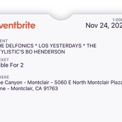 The Delfonics At The Canyon In Montclair Special Event Table For 2 