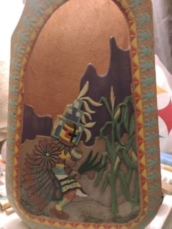 Native American Pottery With Cachina Doll 