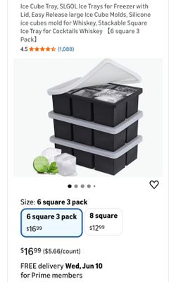 4 pk Ice Cube Tray, Ice Trays for Freezer with Lid, Easy Release large Ice Cube Molds, Silicone ice cubes mold for Whiskey, Stackable Square Silicone 