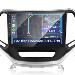8 CORE 4+64G] UPGRADE ANDROID RADIO FOR JEEP CHEROKEE 2013-2018: 10.1 INCH IPS TOUCHSCREEN CARPLAY STEREO - 3D CAR MODEL, COOLING FAN, 5G/WIFI, DSP, C
