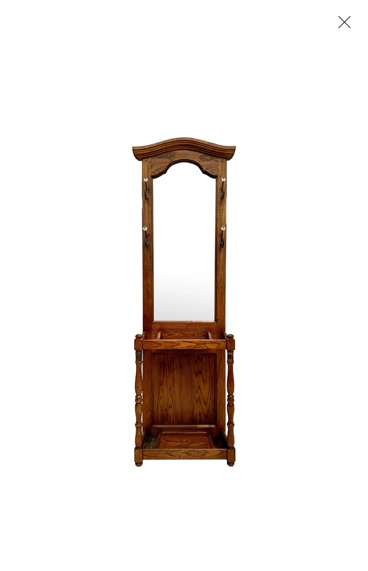 Antique Hall Tree With mirror And Umbrella Stands