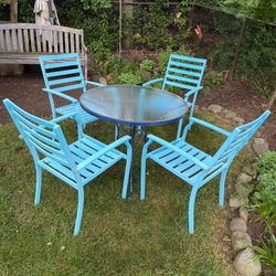 Outdoor patio set metal glass table