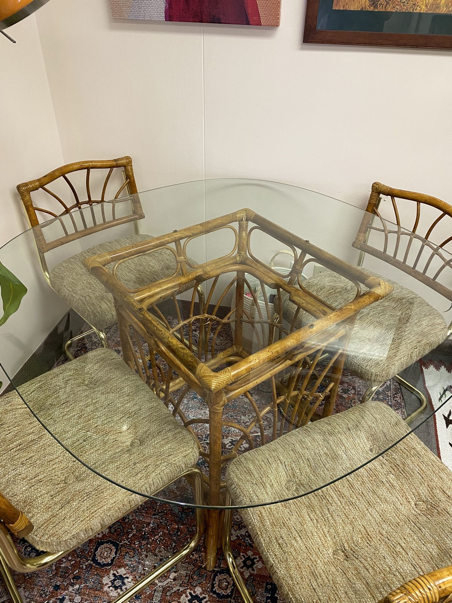 Vintage MCM Glass Table And Chairs