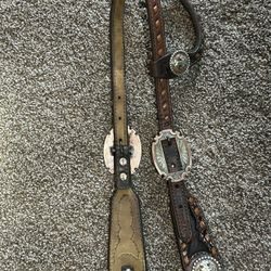 Double J Saddlery single ear “Brown Vintage Elephant Inlayed Headstall”