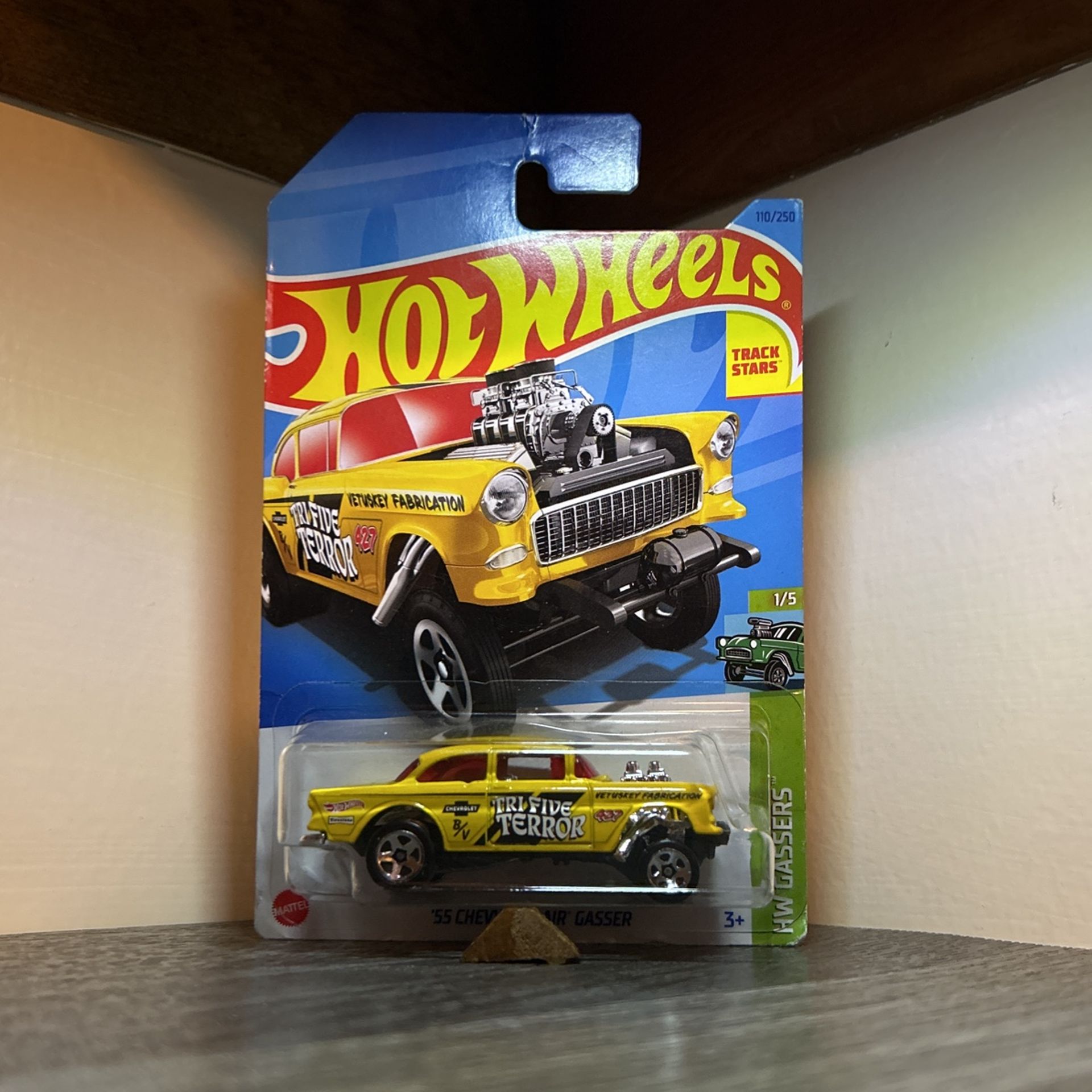 Yellow ‘55 Chevy Bel Air Gasser Hotwheels Car